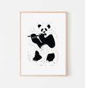 “Panda med bambus” Linoleumstryk